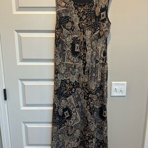 Studio I Black Maxi Dress with Beige Paisley Print